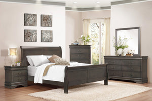English Elm 1pc Mayville Full Size Bed in Burnished Gray Finish, Louis Philippe Sleigh Design, Timeless Wood Craftsmanship B011S01788