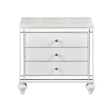 English Elm Glamorous Metallic White Finish 1 Piece Nightstand Of 3X Drawers Faux Alligator Embossed Front Modern Bed Side Table