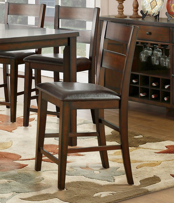 English Elm Cherry 7-Piece Counter Height Dining Set With Extension Leaf & 6 Faux Leather Chairs For Comfort B011S00322