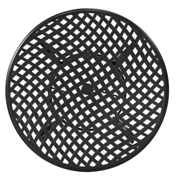 English Elm Round 4-Person 49" Aluminum Dining Set with Sunbrella Cushions, Weather-Resistant Outdoor Seating Brown Grey B010S00090