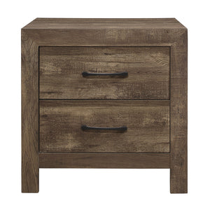 English Elm Simple Corbin Rustic Brown Nightstand with 2 Drawers, Embossed Faux-Wood Veneer, Black Metal Hardware, 23.5"x16"x24" B01153389