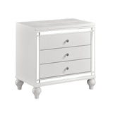 English Elm Glamorous Metallic White Finish 1 Piece Nightstand Of 3X Drawers Faux Alligator Embossed Front Modern Bed Side Table