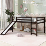 Hearth and Haven Lunaire Twin Size Loft Bed with Guard Rails, Ladder and Slide, Espresso WF292715AAP