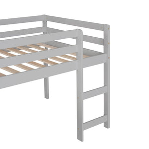 English Elm Loft Bed with Built-in Slide Solid Pine Twin Frame for Kids Bedroom Play N708P360093E