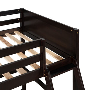 English Elm Solid Pine Twin Loft Bed with Guard Rails and Ladder for Kids or Teen Rooms WF292330AAP