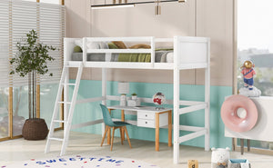English Elm Loft Bed with Built-in Slide Solid Pine Twin Frame for Kids Bedroom Play N708P360090K
