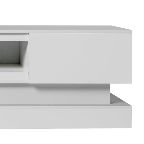 English Elm 51.18inch White High Gloss Tv Stand with Rgb Led Lighting and Dual Storage Drawers W67963294