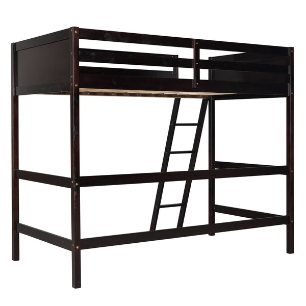 English Elm Solid Pine Twin Loft Bed with Guard Rails and Ladder for Kids or Teen Rooms WF292330AAP