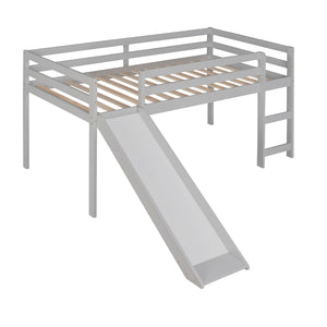 English Elm Loft Bed with Built-in Slide Solid Pine Twin Frame for Kids Bedroom Play N708P360093E