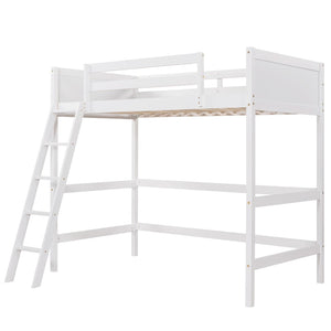 English Elm Loft Bed with Built-in Slide Solid Pine Twin Frame for Kids Bedroom Play N708P360090K