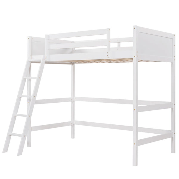 English Elm Loft Bed with Built-in Slide Solid Pine Twin Frame for Kids Bedroom Play N708P360090K