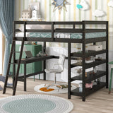 Loft Bed Full with Desk, Ladder, Shelves