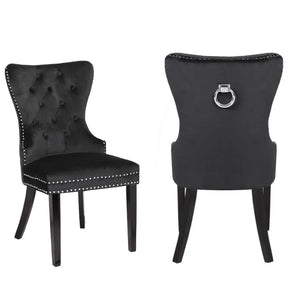 English Elm Erica Velvet Tufted Dining Chairs 2PC — Plush Upholstered Seats, Stitched Back & Solid Wood Legs 808857928108