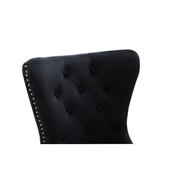 English Elm Erica Velvet Tufted Dining Chairs 2PC — Plush Upholstered Seats, Stitched Back & Solid Wood Legs 808857928108