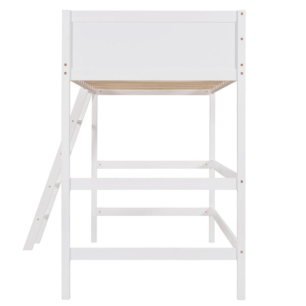 English Elm Loft Bed with Built-in Slide Solid Pine Twin Frame for Kids Bedroom Play N708P360090K