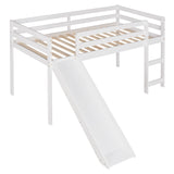 Lunaire Twin Size Loft Bed with Guard Rails, Ladder and Slide, White