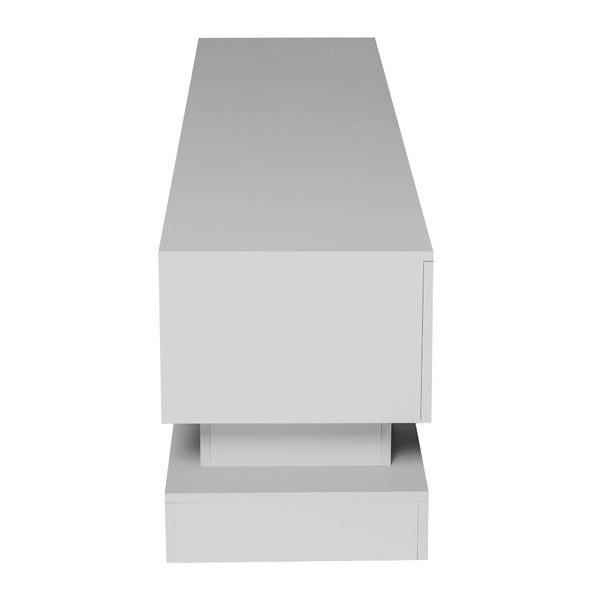 English Elm 51.18inch White High Gloss Tv Stand with Rgb Led Lighting and Dual Storage Drawers W67963294