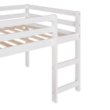 Hearth and Haven Lunaire Twin Size Loft Bed with Guard Rails, Ladder and Slide, White WF292715AAK