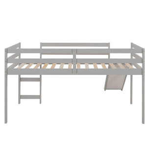 English Elm Loft Bed with Built-in Slide Solid Pine Twin Frame for Kids Bedroom Play N708P360093E