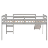 Hearth and Haven Lunaire Twin Size Loft Bed with Guard Rails, Ladder and Slide, Grey WF292715AAE