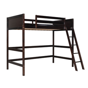 English Elm Solid Pine Twin Loft Bed with Guard Rails and Ladder for Kids or Teen Rooms WF292330AAP