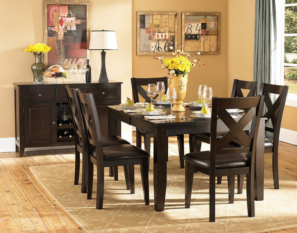 English Elm Casual Mango Veneer Extendable Dining Table Merlot Finish Seats Six with Butterfly Leaf B01153764