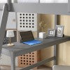 Hearth and Haven Loft Bed Full with Desk, Ladder, Shelves  W504S00058