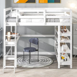 Hearth and Haven Loft Bed Full with Desk, Ladder, Shelves  W504S00059
