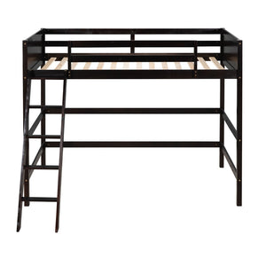 English Elm Solid Pine Twin Loft Bed with Guard Rails and Ladder for Kids or Teen Rooms WF292330AAP