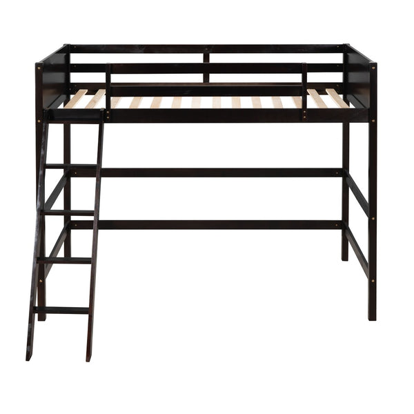 English Elm Solid Pine Twin Loft Bed with Guard Rails and Ladder for Kids or Teen Rooms WF292330AAP