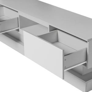 English Elm 51.18inch White High Gloss Tv Stand with Rgb Led Lighting and Dual Storage Drawers W67963294