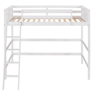 English Elm Loft Bed with Built-in Slide Solid Pine Twin Frame for Kids Bedroom Play N708P360090K