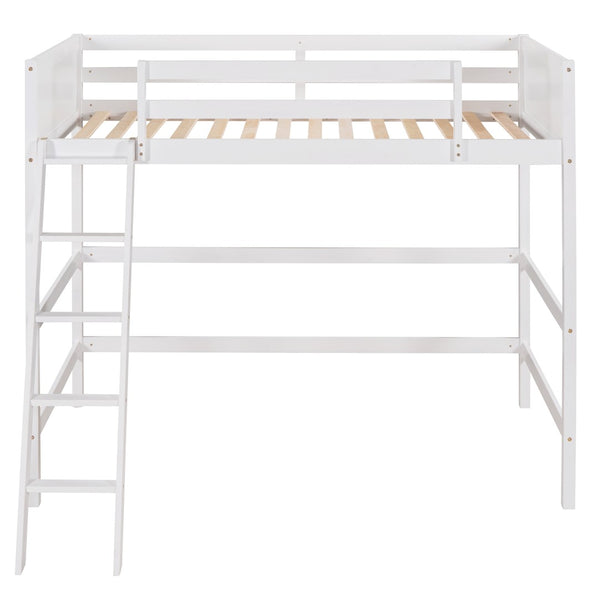 English Elm Loft Bed with Built-in Slide Solid Pine Twin Frame for Kids Bedroom Play N708P360090K