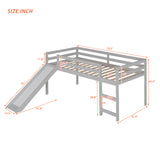 Hearth and Haven Lunaire Twin Size Loft Bed with Guard Rails, Ladder and Slide, Grey WF292715AAE