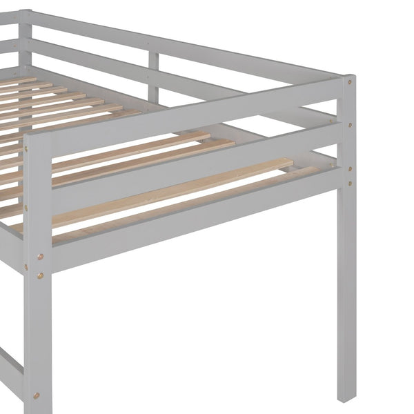 English Elm Loft Bed with Built-in Slide Solid Pine Twin Frame for Kids Bedroom Play N708P360093E