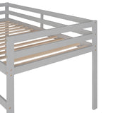 Hearth and Haven Lunaire Twin Size Loft Bed with Guard Rails, Ladder and Slide, Grey WF292715AAE