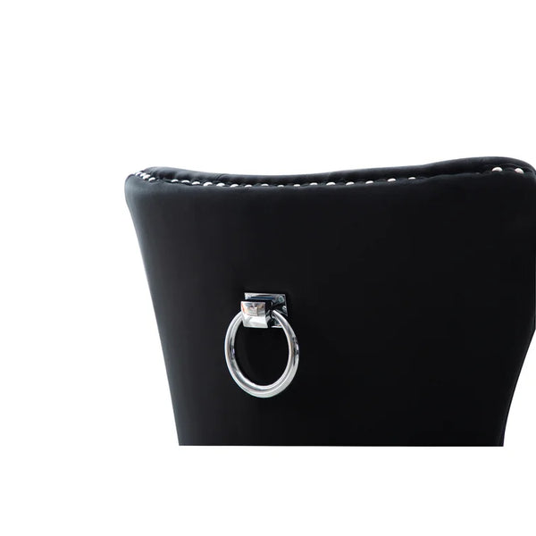 English Elm Erica Velvet Tufted Dining Chairs 2PC — Plush Upholstered Seats, Stitched Back & Solid Wood Legs 808857928108