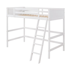 English Elm Loft Bed with Built-in Slide Solid Pine Twin Frame for Kids Bedroom Play N708P360090K