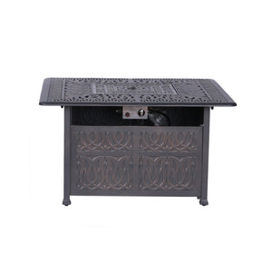 English Elm Powder Coated Aluminum Propane Gas Fire Pit Table Gunmetal – 55,000 BTU Weather-Resistant Patio Table B010S00122