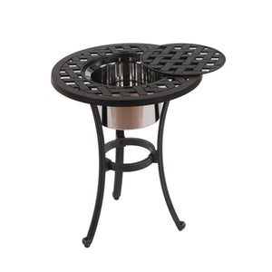 English Elm 21" Round Aluminum Bistro Table Antique Bronze — Lattice Design, Weather-Resistant, Portable w/ Ice Bucket B010S00121