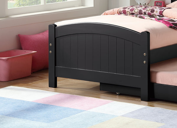 English Elm Twin Twin Size Bed w Trundle Black Pine Plywood with Headboard, Storage Drawers & Slats, Modern Elegance B011S00146