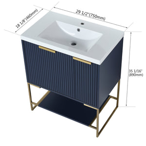 English Elm 30 30 Inch Freestanding Bathroom Vanity With Resin Basin, Solid Hardwood Plywood, Durable Modern Design W999127125