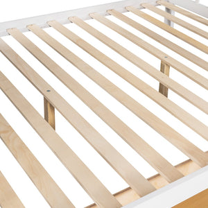 English Elm Twin Over Full L-shaped Bunk Bed with Staircase Storage Drawers and Guardrail White LT000810AAK-1