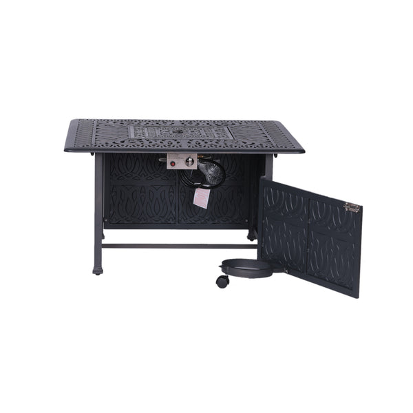 English Elm Powder Coated Aluminum Propane Gas Fire Pit Table Gunmetal – 55,000 BTU Weather-Resistant Patio Table B010S00122