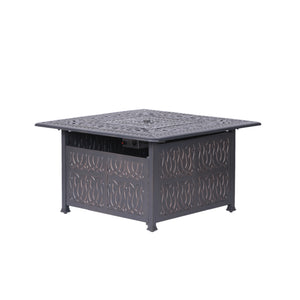 English Elm Powder Coated Aluminum Propane Gas Fire Pit Table Gunmetal – 55,000 BTU Weather-Resistant Patio Table B010S00122