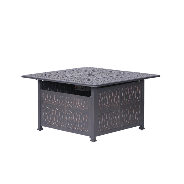 English Elm Powder Coated Aluminum Propane Gas Fire Pit Table Gunmetal – 55,000 BTU Weather-Resistant Patio Table B010S00122