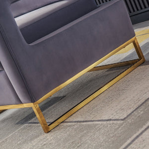 English Elm Modern Velvet Accent Chair Sculptural Curved Seat with Gold Stainless Steel Base W124153864