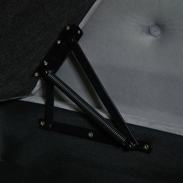 English Elm Aijia Velvet Tufted Storage Chaise Lounge with Nailhead Trim & Solid Wood Legs, Soft Upholstery Grey W111749337