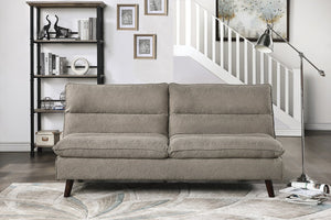 English Elm Casual Armless Sleeper Sofa Brown Polyester Upholstery Convertible Lounger for Studio Living B01154010