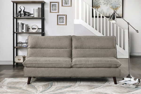 English Elm Casual Armless Sleeper Sofa Brown Polyester Upholstery Convertible Lounger for Studio Living B01154010